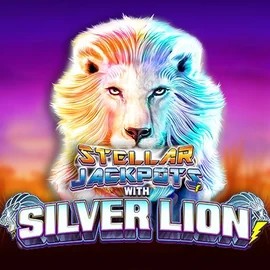 Stellar Jackpots with Silver Lion online game logo by Lightning Box Game on realzzcasino.com